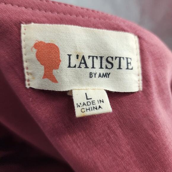 LAtiste One-Shoulder Pink Ruffled Mini Dress Asymmetrical Hem Size Large - Picture 4 of 6